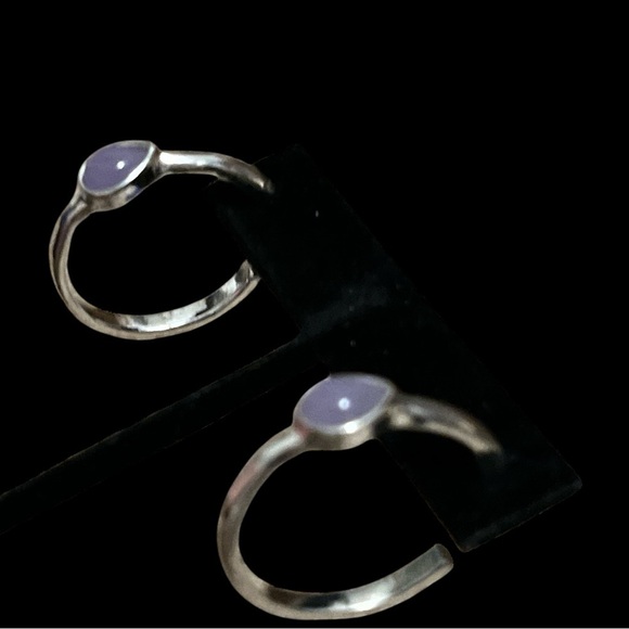 Moonstone Silver Hoop Earrings - Picture 1 of 5